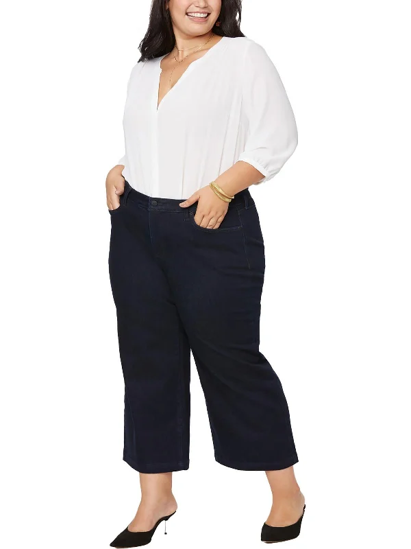 Weekend Offers That Dazzle Plus Womens High Rise Ankle Wide Leg Jeans