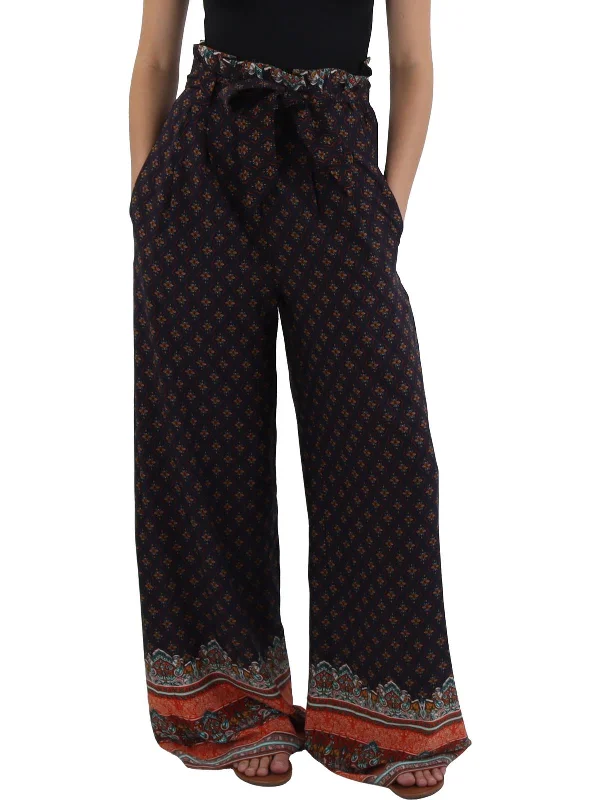 Deal Alert Womens Printed Paperbag High-Waisted Pants