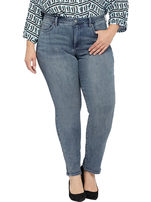 Weekend Savings Sensation Plus Sheri Slim Womens Mid-Rise Medium Wash Straight Leg Jeans
