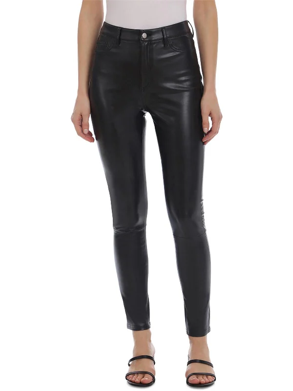 Value Deals Womens High Rise Faux Leather Skinny Pants