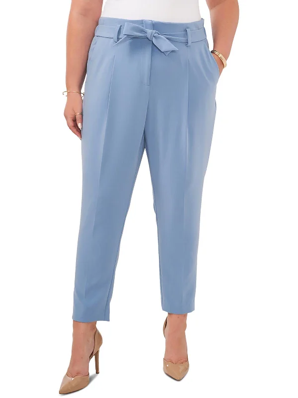 Overstock Plus Womens Belted Polyester Ankle Pants