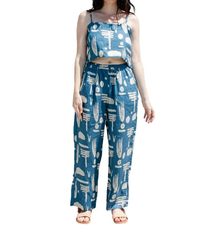 Incredible Offers Linen Pants In Blue Ledo