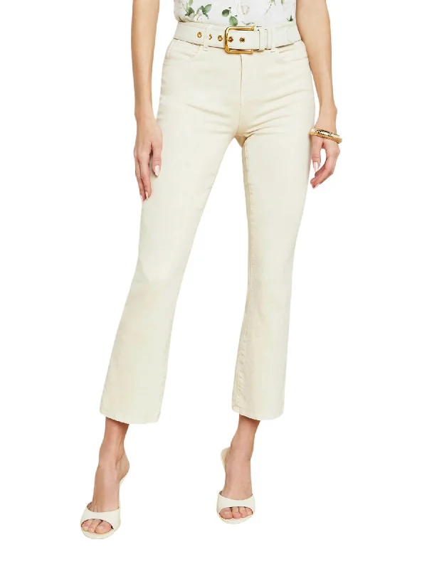 Discount Mania Mira Ultra High Rise Crop Micro Boot Jeans In Creme Brulee