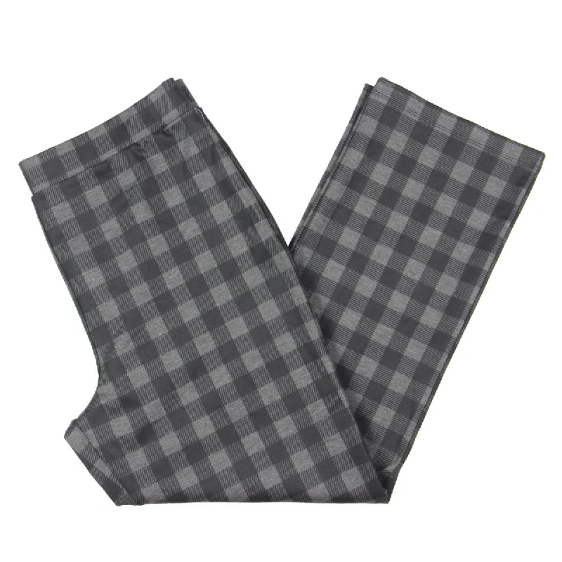 Closeout Sale Womens Checkered Mid Rise Straight Leg Pants
