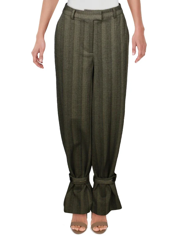 Weekend Deal Womens Striped Belt Wide Leg Pants