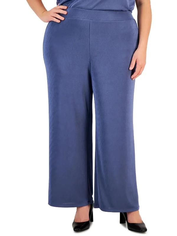 Weekend Savings Fiesta Plus Womens Shimmer Polyester Wide Leg Pants