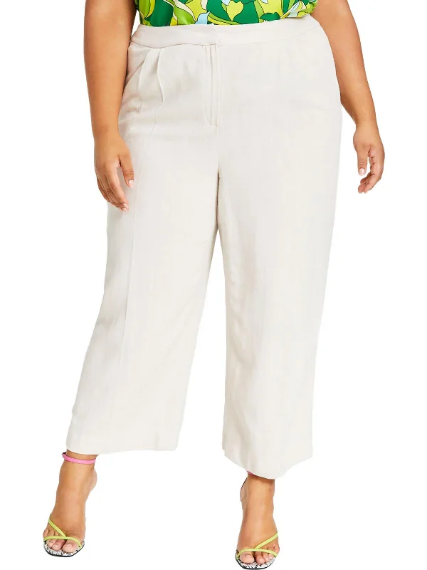 Weekend Savings Extravaganza Plus Womens Textured Pockets Wide Leg Pants