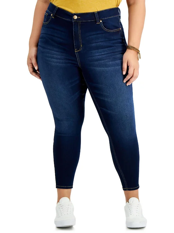 Can't Miss Womens Denim Solid Straight Leg Jeans