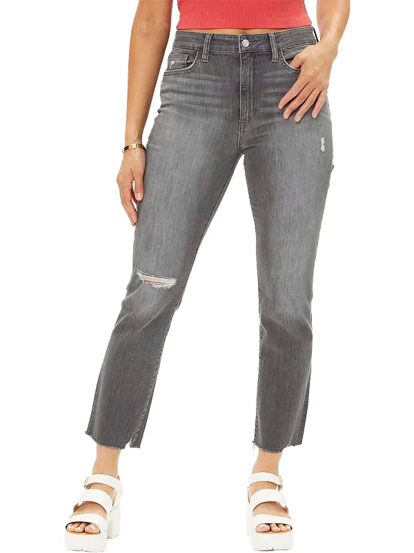 Weekend Wonders Await! Womens Straight Leg Distressed Ankle Jeans
