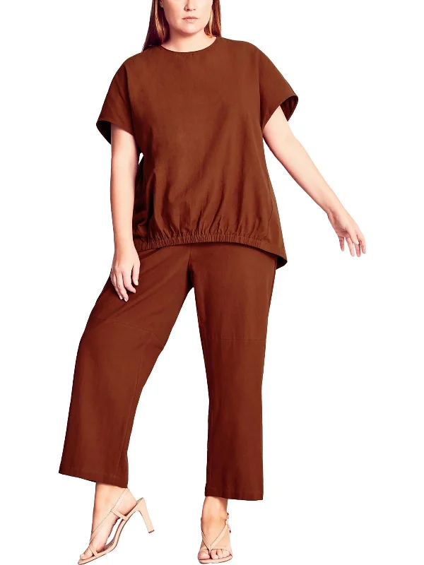 Massive Savings Plus Womens Linen Blend Linen Wide Leg Pants