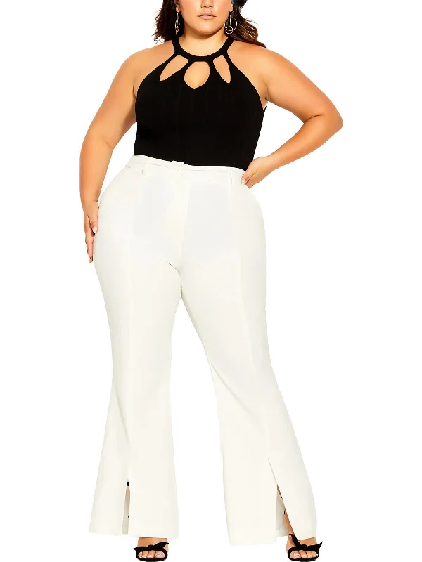 Weekend Offers That Shine Plus Luna Womens High Rise Split Hem Flared Pants