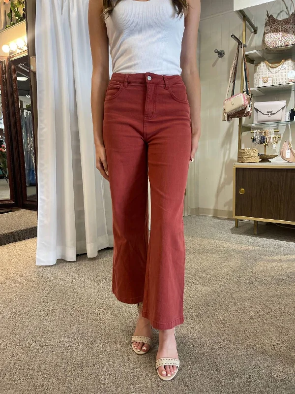 Steals and Deals Wide Leg Pants In Rust