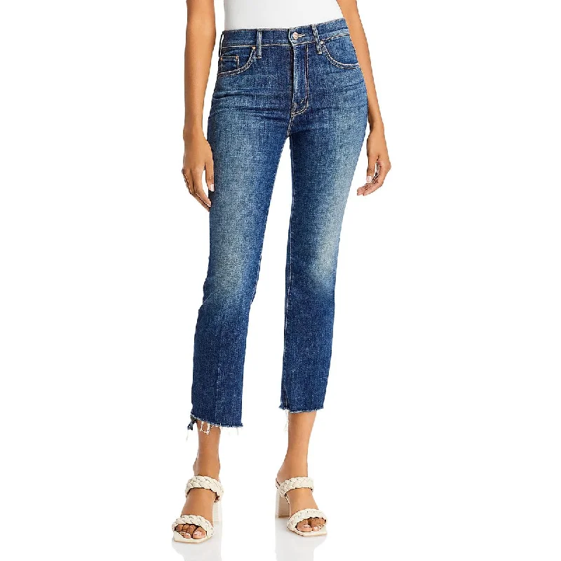 Weekend Deals That Sparkle Womens Denim Frayed Hem Cropped Jeans