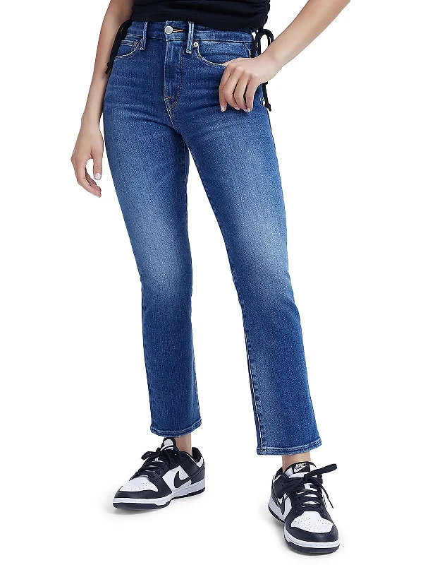 Act Now Womens Denim Distressed Straight Leg Jeans
