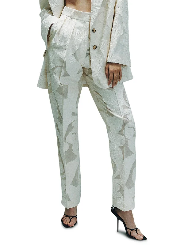 Weekend Special Womens Pleated High Rise Straight Leg Pants