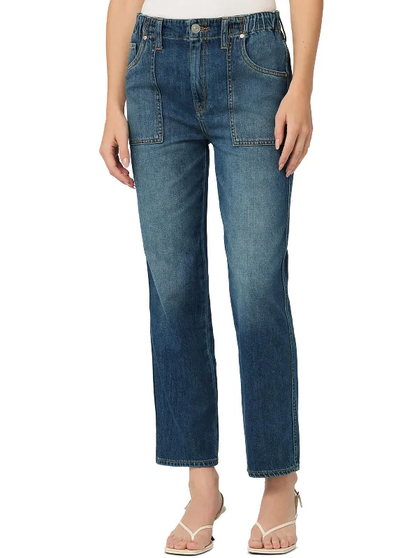Extra Discount Womens High Rise Ankle Straight Leg Jeans