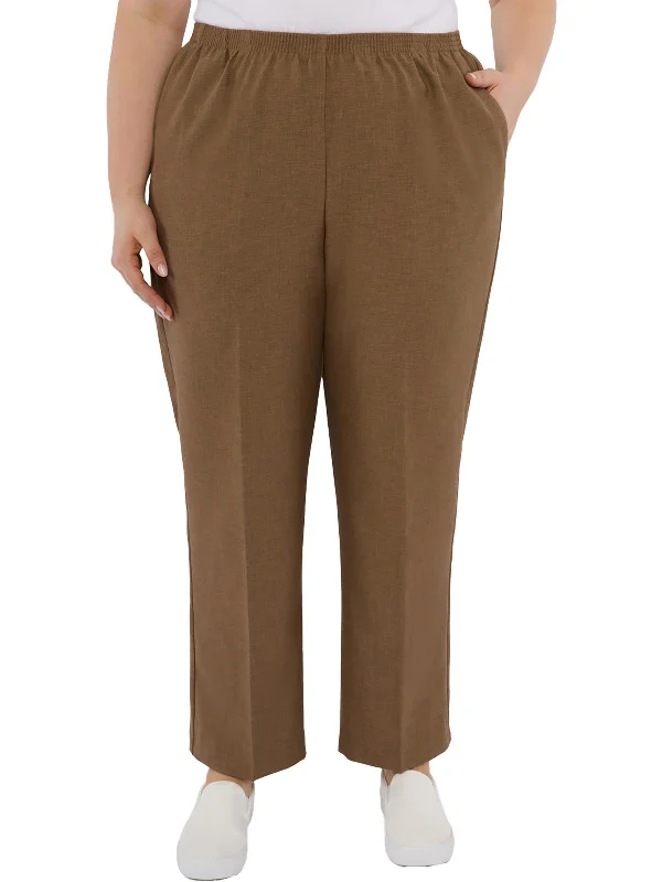Weekend Discounts to Delight Plus Womens High Rise Comfort Waist Straight Leg Pants