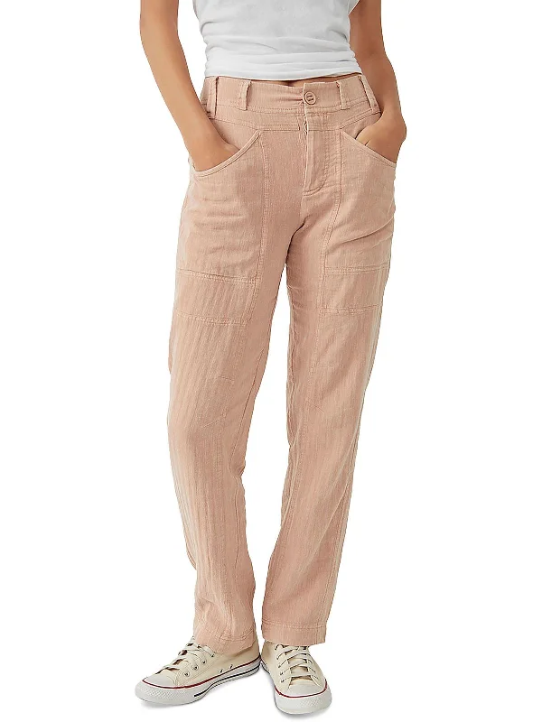 Hot Buy Womens Pockets Elastic Straight Leg Pants