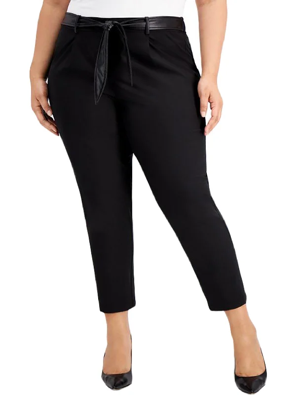 Weekend Deals That Please Plus Womens Belted Crop Cropped Pants