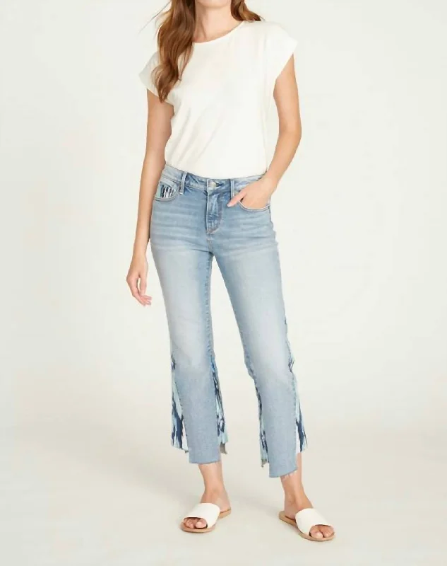 Limited Time Indie Embroidered Leg Jean In Indigo Ikat