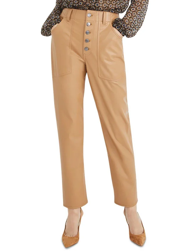 Take Advantage Ayra Womens Faux Leather Flat Front Straight Leg Pants