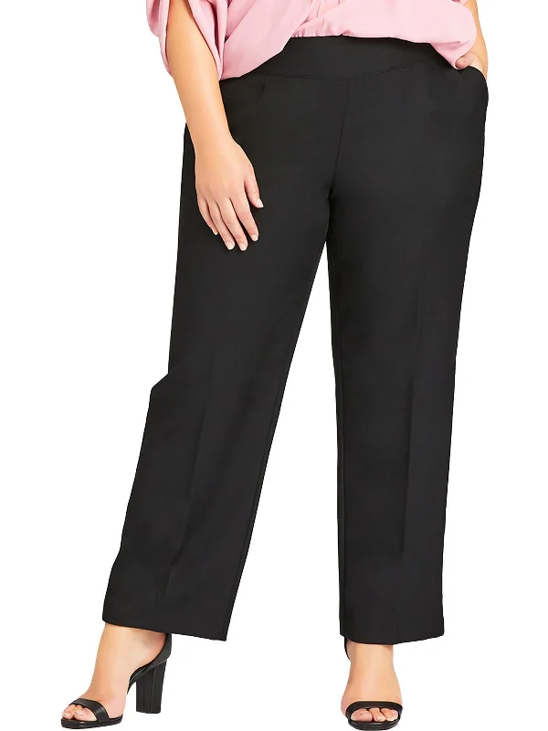 Price Drop Alert Plus Womens Mid-Rise Office Straight Leg Pants