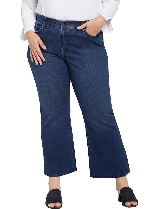 Price Fest Plus Womens Relaxed Fit Dark Wash Flare Jeans