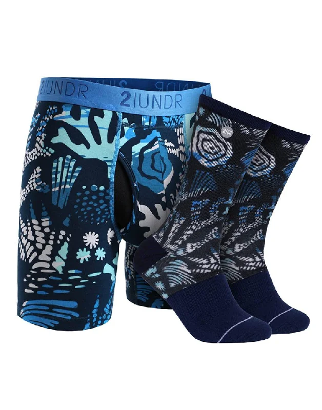 Mega Deal 2UNDR Swing Shift Boxer Brief Sock Pack Coral Reefer 2U01BS