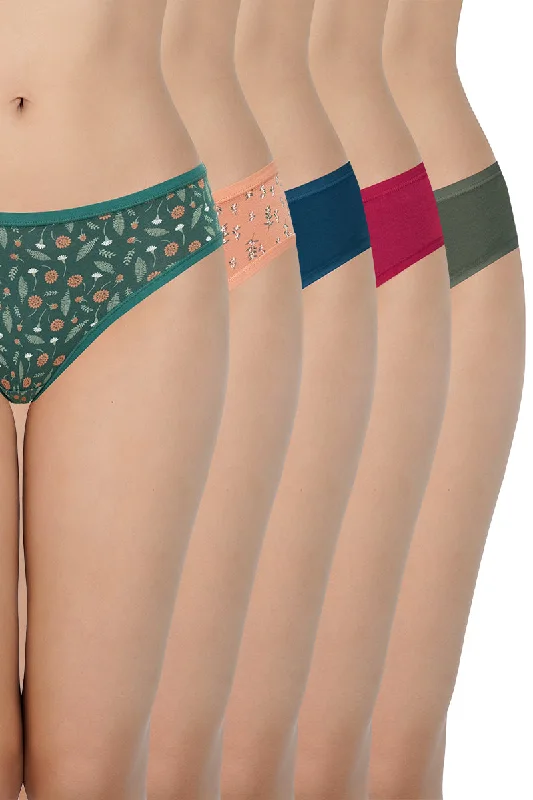 Act Fast Assorted Mid Rise Bikini Panty (Pack of 5)