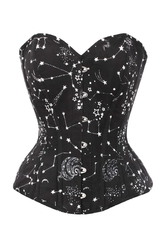 Weekend Savings Extravaganza Astronomy Black Overbust Cotton Corset