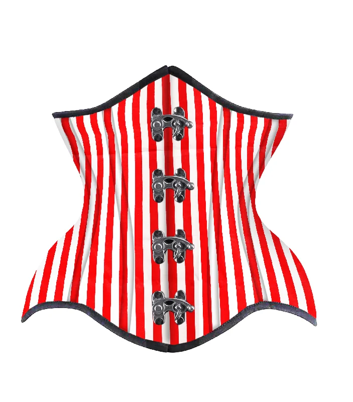 Epic Deals Red White Strip Cotton Authentic Steel Boned Underbust  Corset