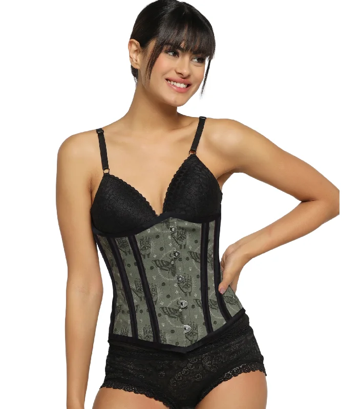 Unbeatable Deal Hamsa hand printed waist reducing  underbust corset