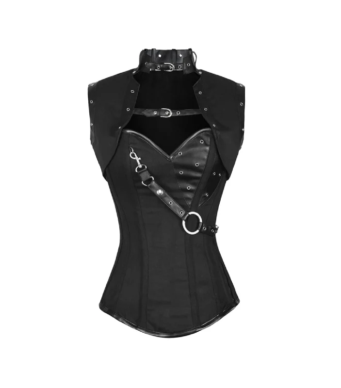 Weekend Discounts to Relish Black Cotton Overbust Corset