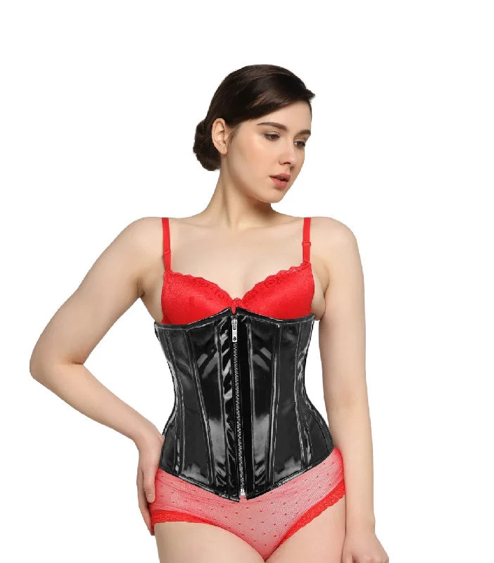 Black PVC Waist Reducing Underbust Corset