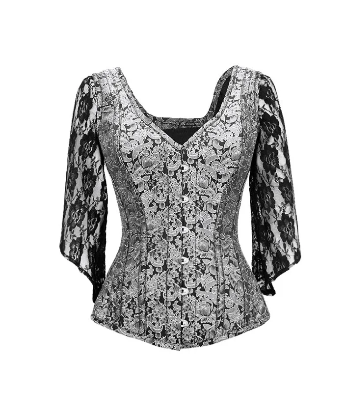 Super Deal Silver Black  Broade Overbust Corset