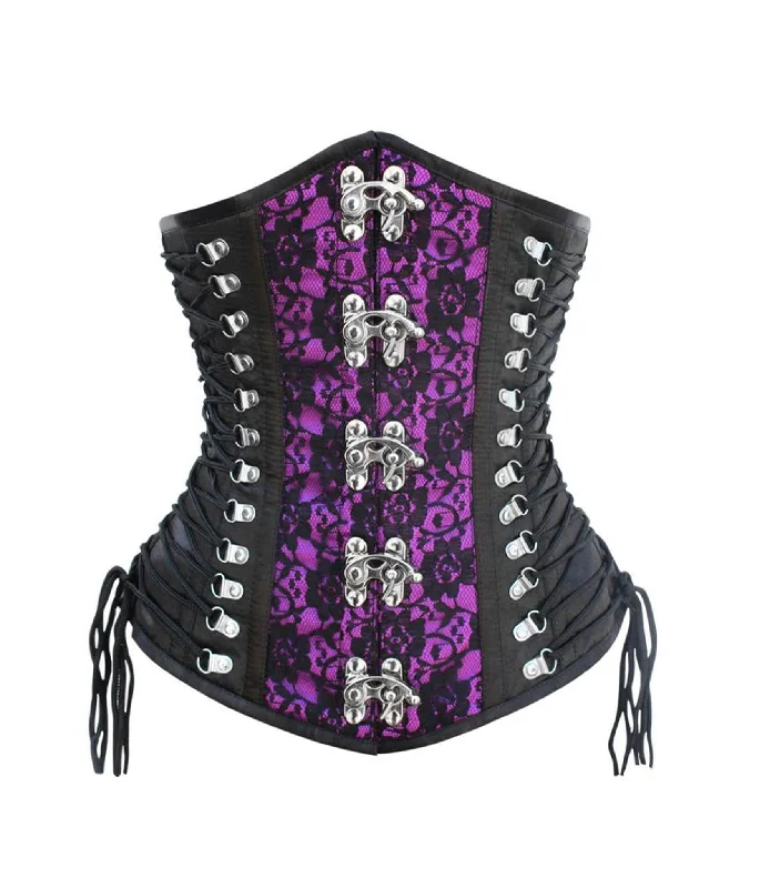 Deal of the Day Black/Purple Waist Reducing Underbust Corset