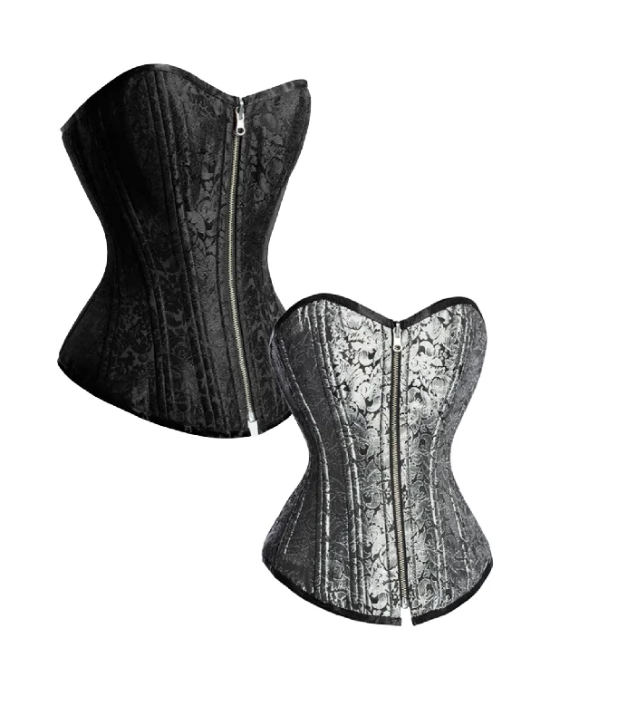 Special Discount Black/ Silver Reversible Overbust Waist Training Corset
