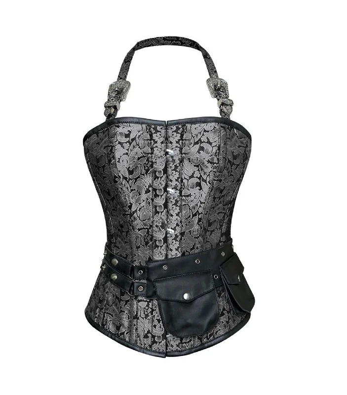 Amazing Value Silver Brocade Waist Reducing  Overbust Corsets