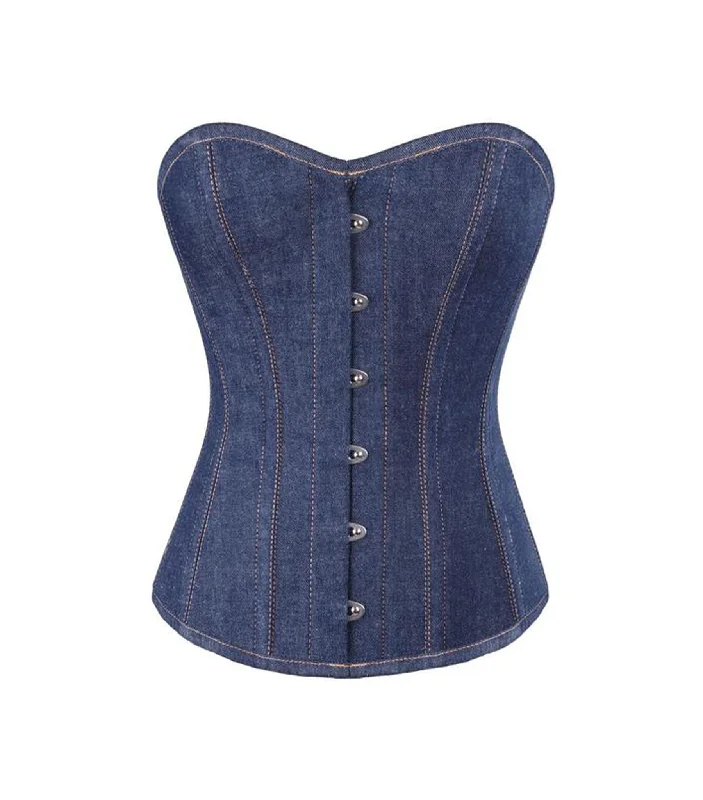 Steals and Deals Blue Denim waist reducing  overbust Corsets