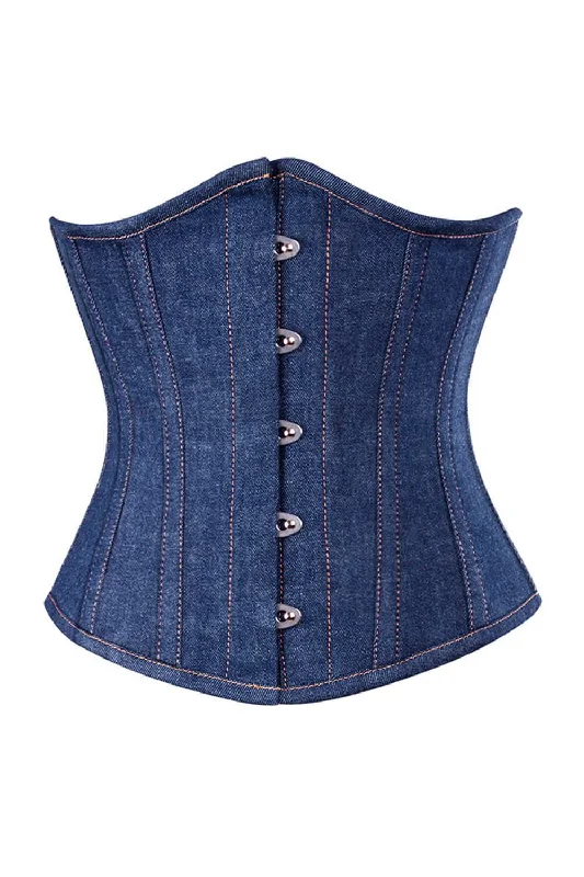 Hurry In Blue Denim waist reducing  underbust corset