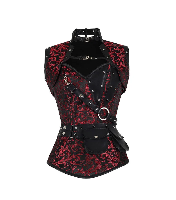 Flash Sale Red Brocade Overbust Corset