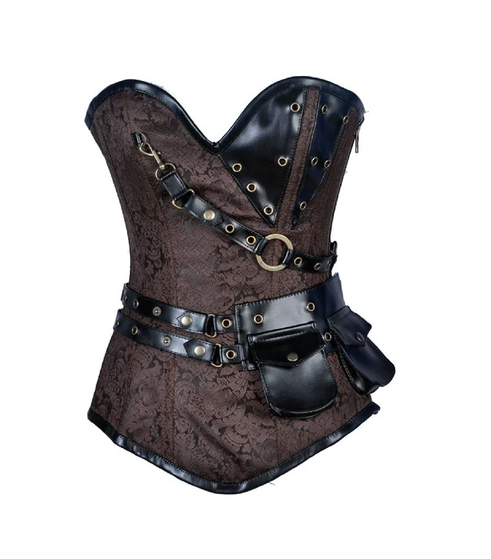 Online Exclusive Brown Brocade Overbust Corset