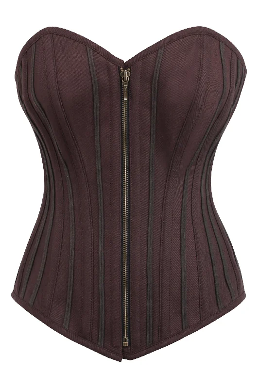 Fantastic Offers Brown Overbust Corset with Zip front