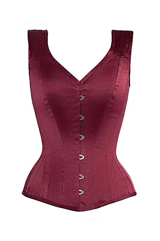 Weekend Offers That Amaze Burgundy V Neck Waist Taming Overbust With Straps