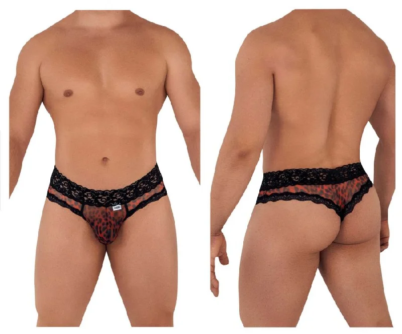 CandyMan 99596 Mesh-Lace Thongs Color Leopard Print