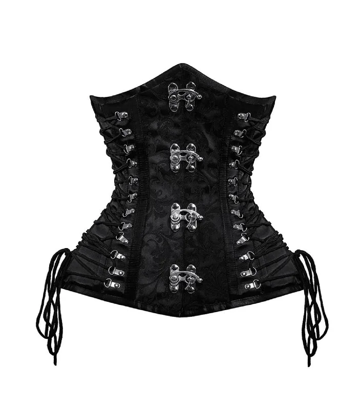 Hurry In Black  Brocade Waist Reducing Underbust Corset
