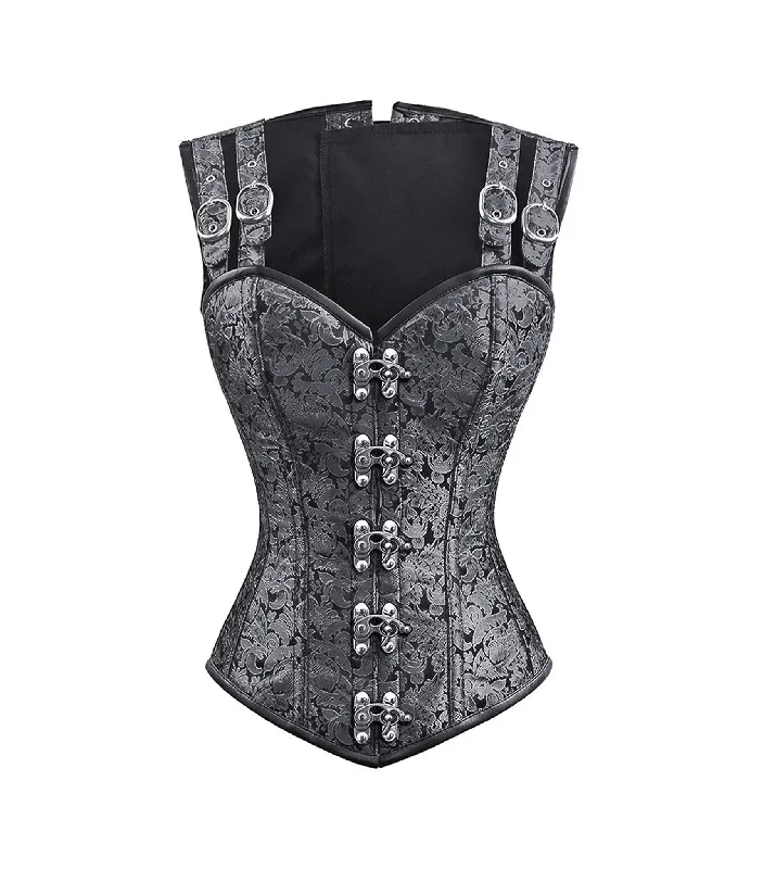 Value Deals Silver Brocade Waist Reducing  Overbust Corsets