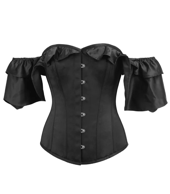 Seasonal Clearance Black Satin Overbust Corset