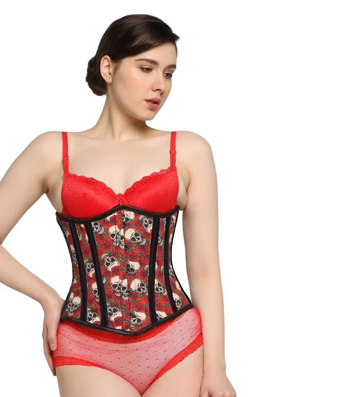 Price Drop Skull Rose printed waist reducing underbust corset