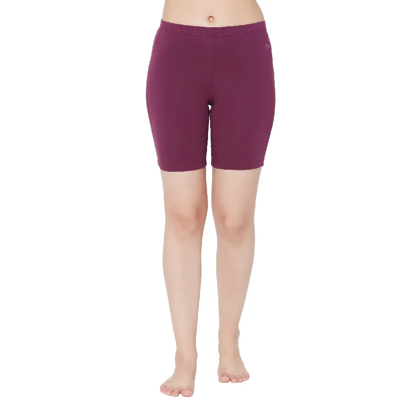 Crazy Savings Shorties Cotton Stretch Cycling Shorts-CC Wine